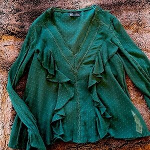 Green ruffle zara top
